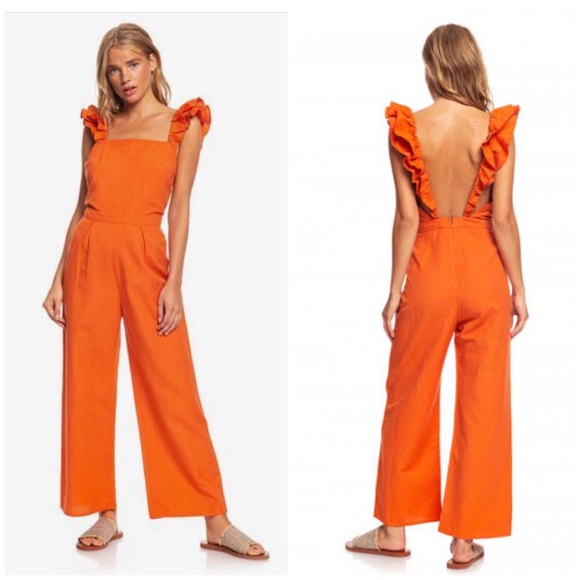 Roxy Pants - NWT Roxy Summertime Sadness Linen Wideleg Jumpsuit